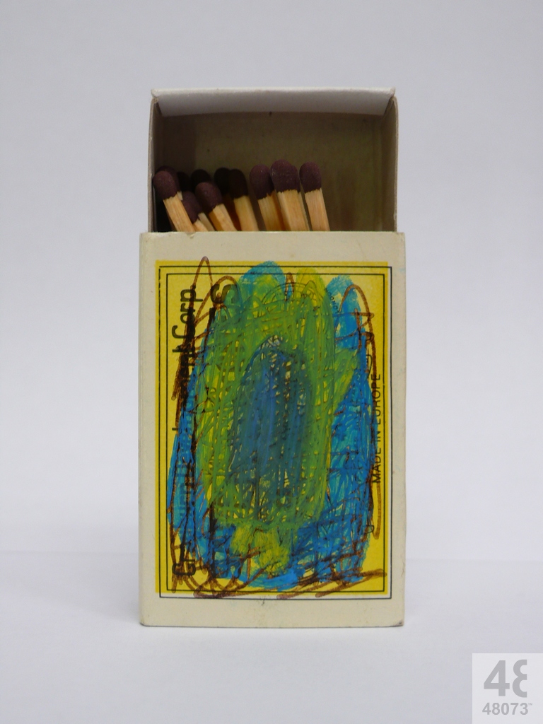 Small abstract painting on matchbox.