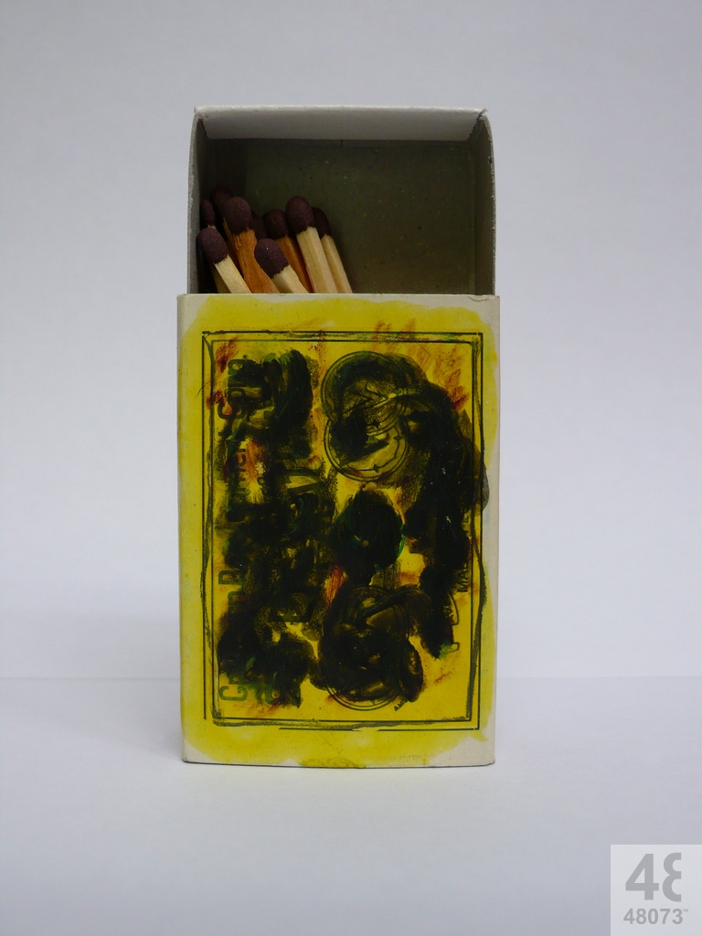 Small abstract painting on matchbox.