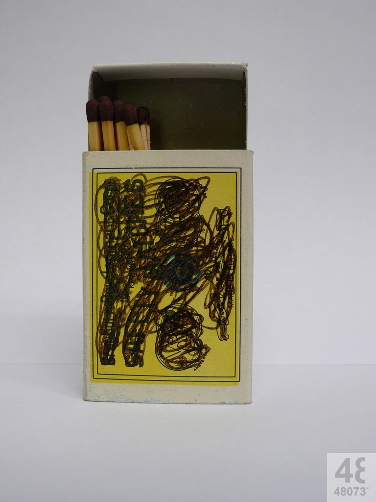 Small abstract painting on matchbox.