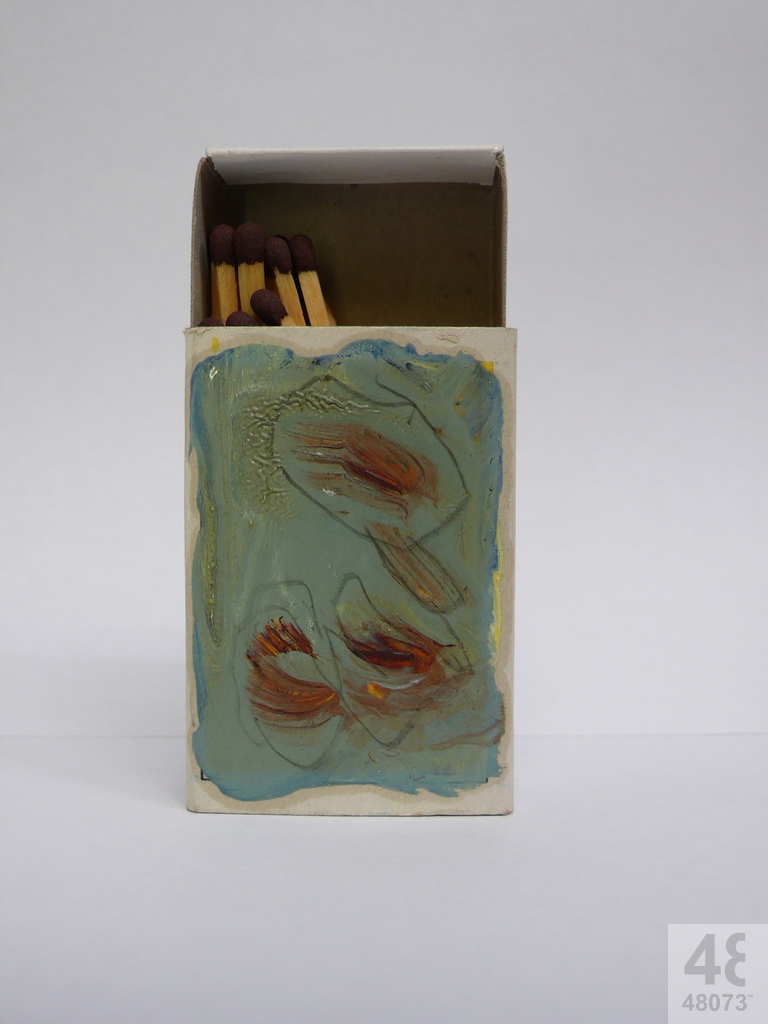 Small abstract painting on matchbox.