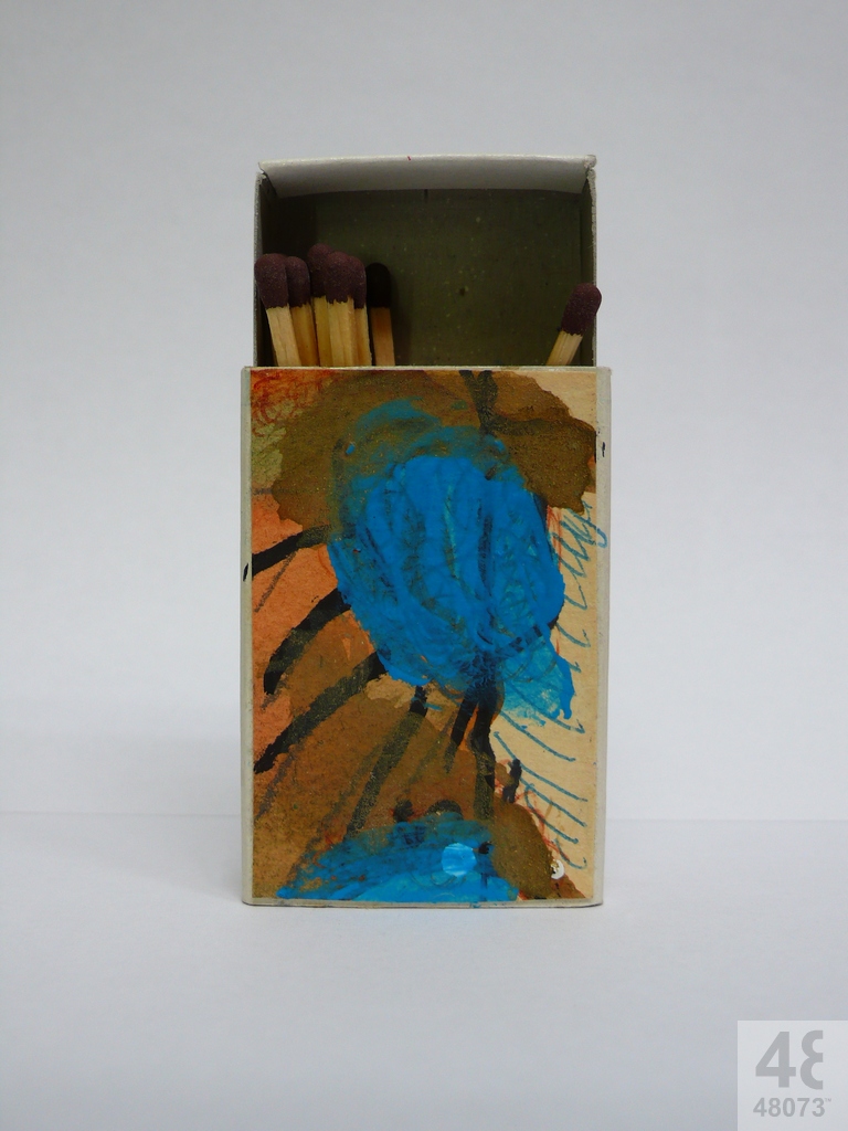 Small abstract painting on matchbox.