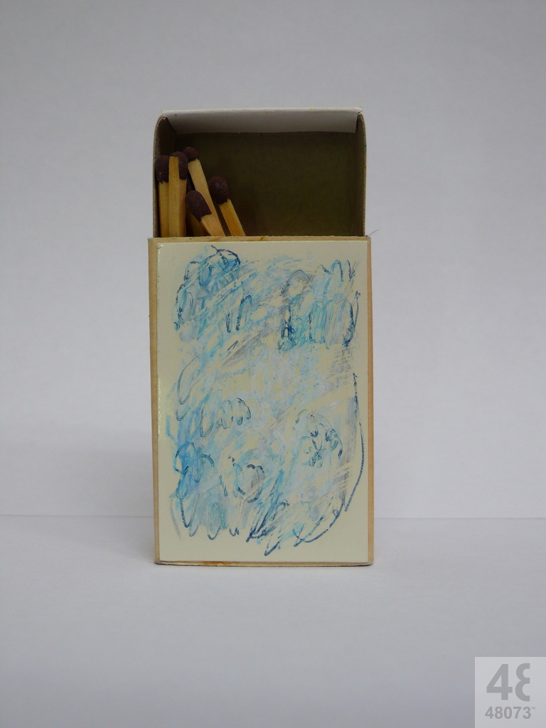 Small abstract painting on matchbox.