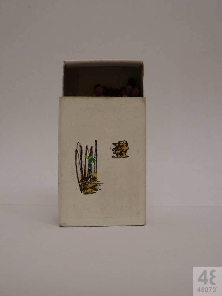 Small abstract painting on matchbox.