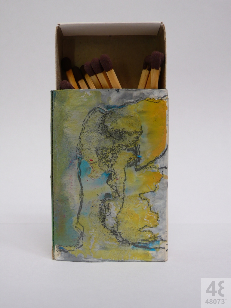 Small abstract painting on matchbox.