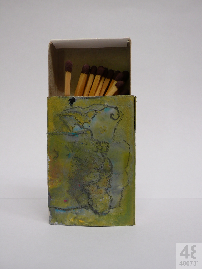 Small abstract painting on matchbox.