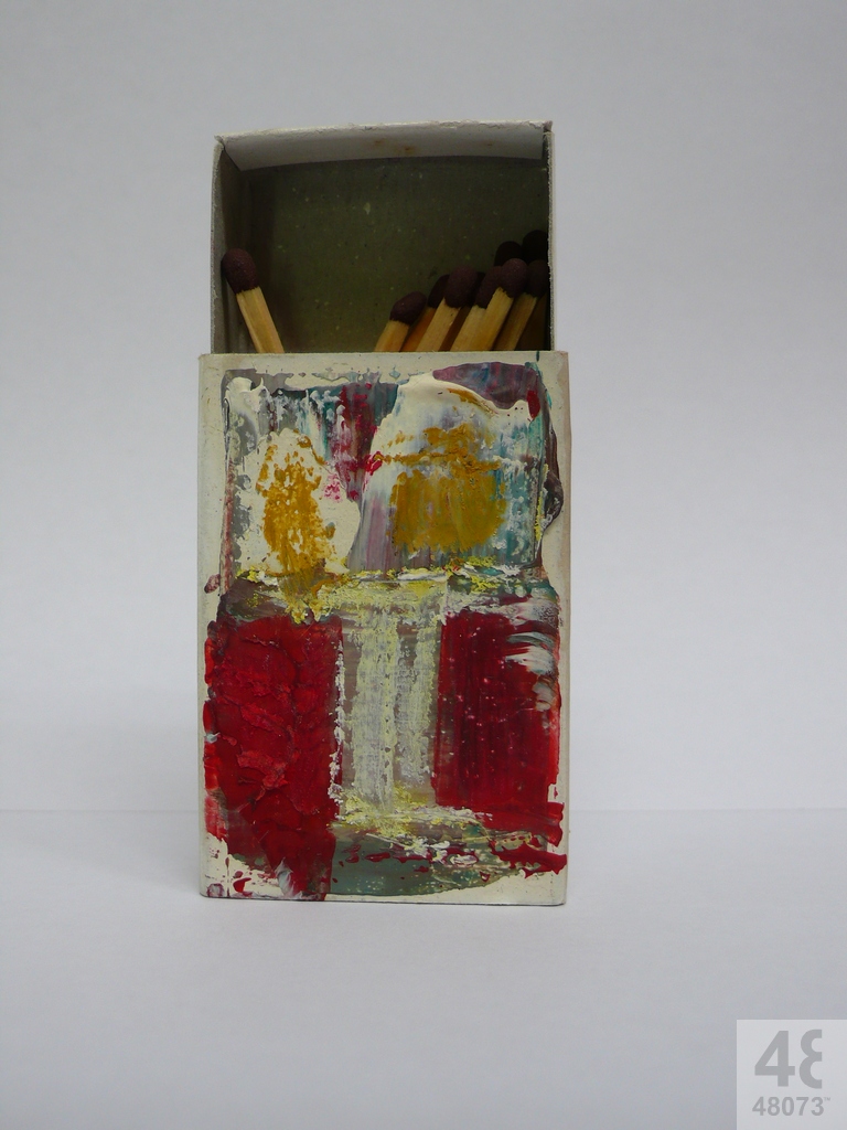 Small abstract painting on matchbox.