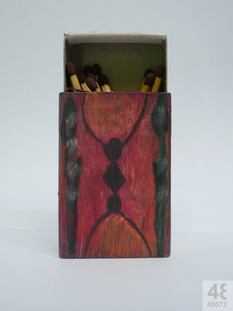 Small abstract painting on matchbox.