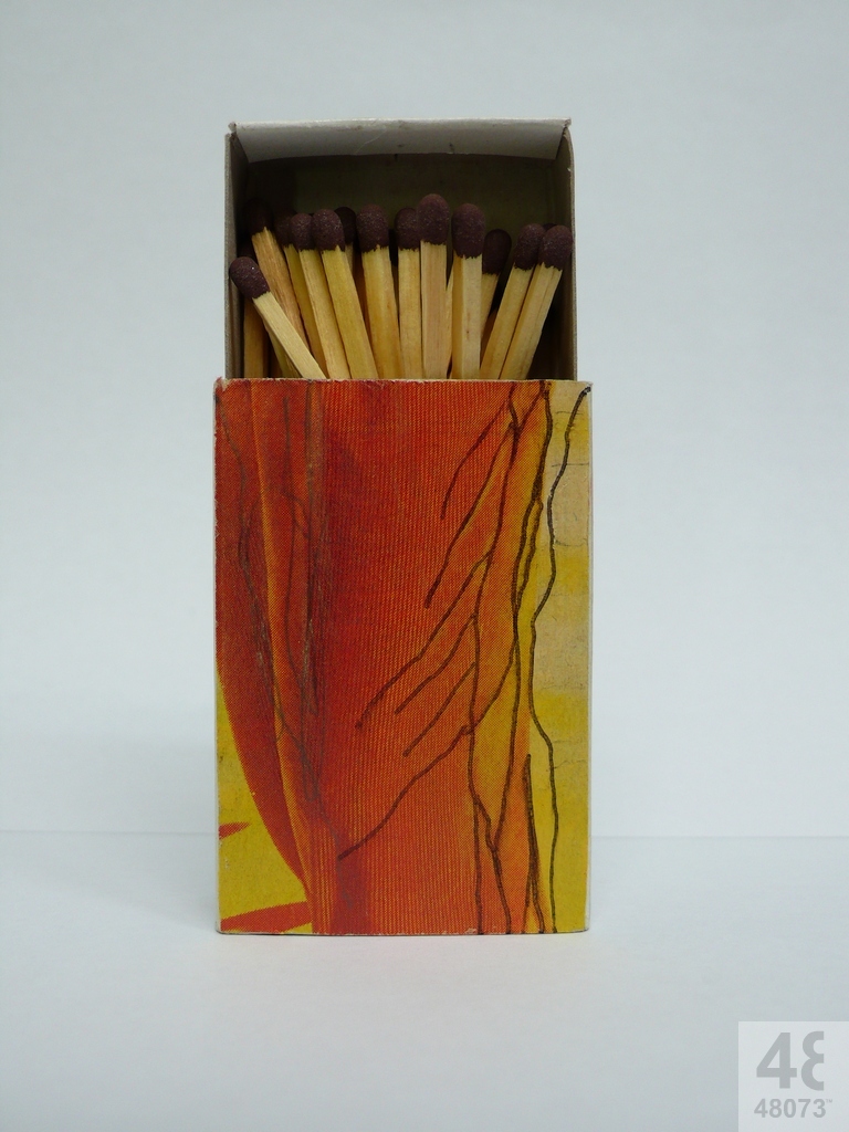 Small abstract painting on matchbox.