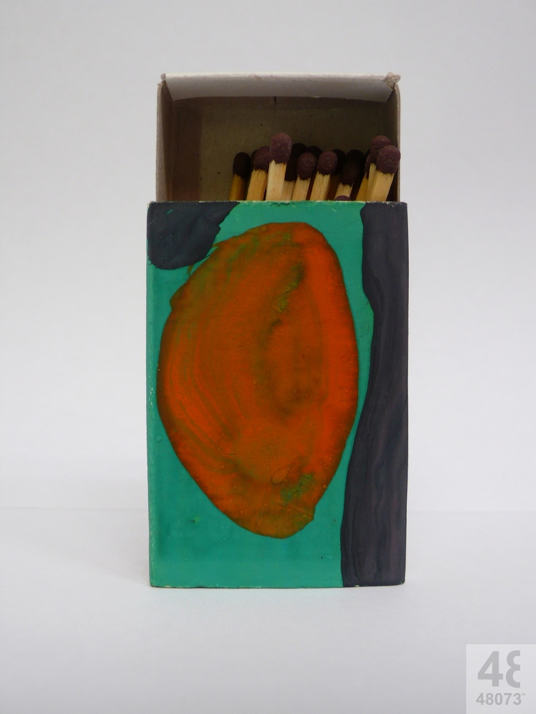 Small abstract painting on matchbox.