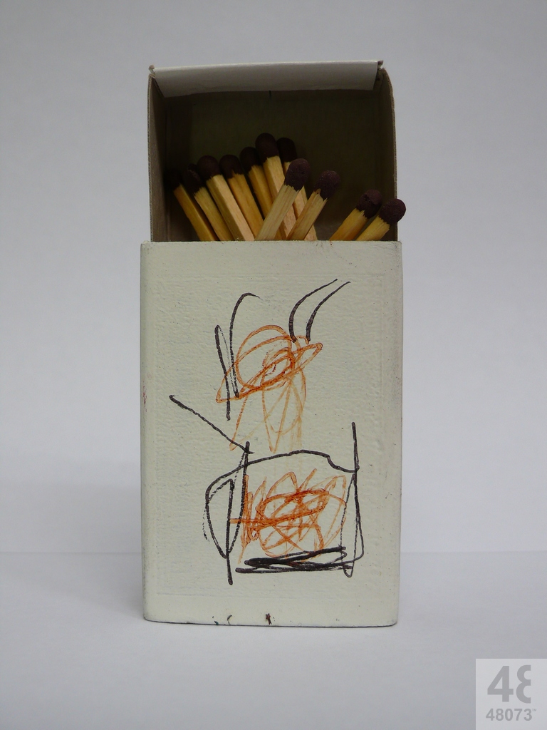 Small abstract painting on matchbox.