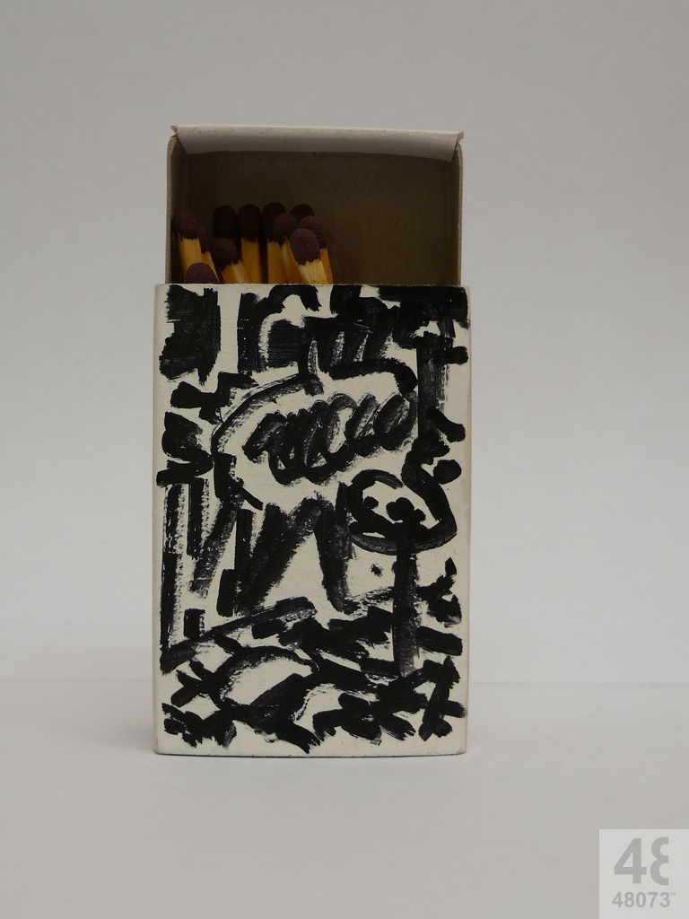 Small abstract painting on matchbox.