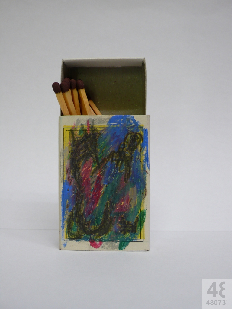 Small abstract painting on matchbox.