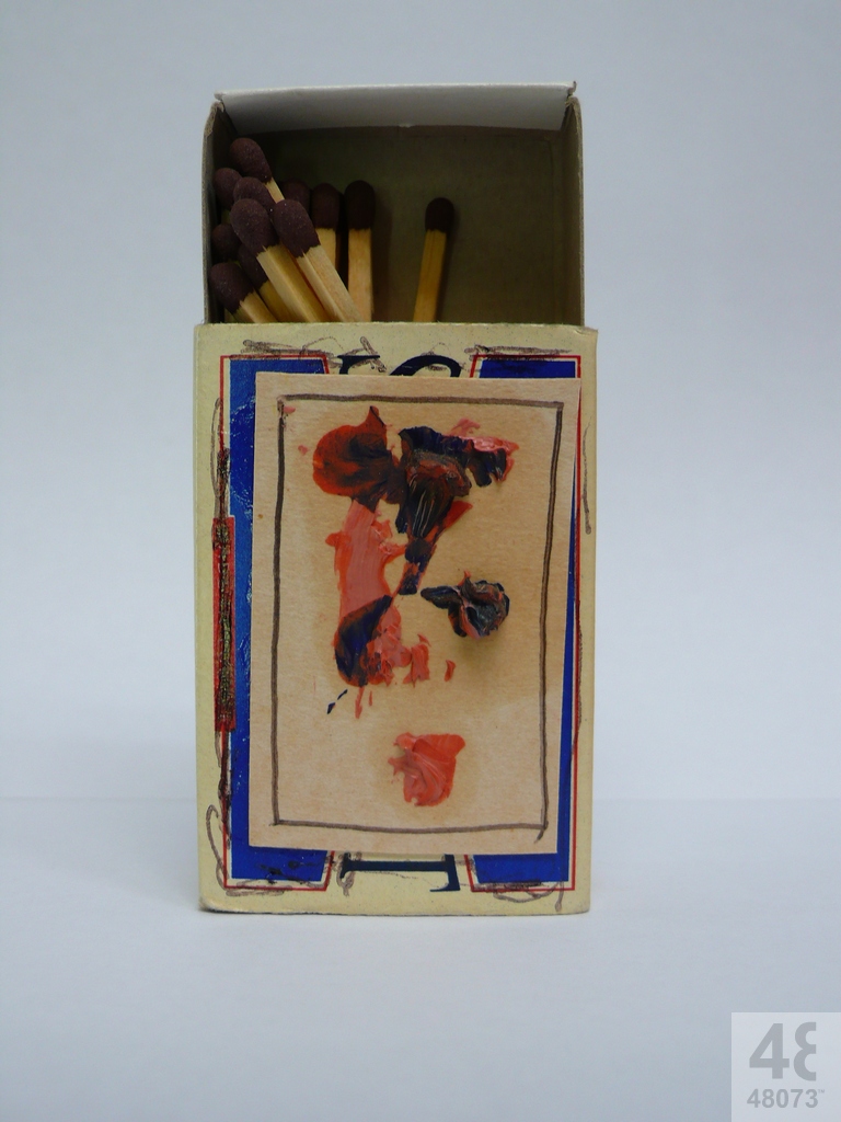 Small abstract painting on matchbox.