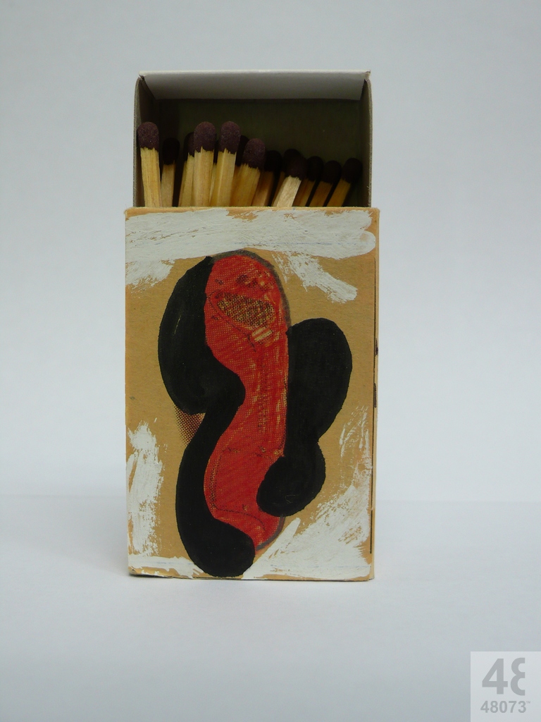 Small abstract painting on matchbox.