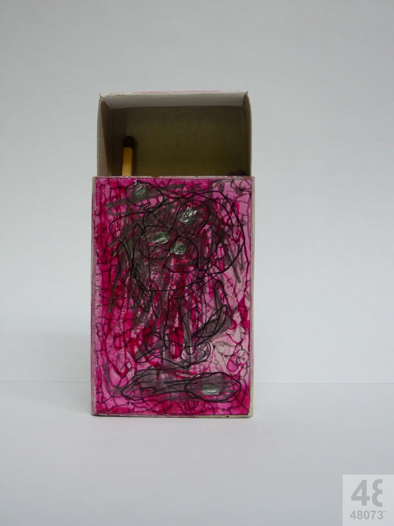 Small abstract painting on matchbox.