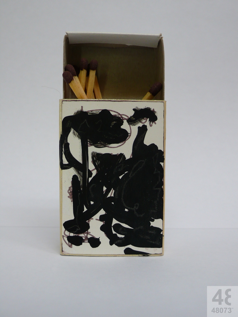 Small abstract painting on matchbox.