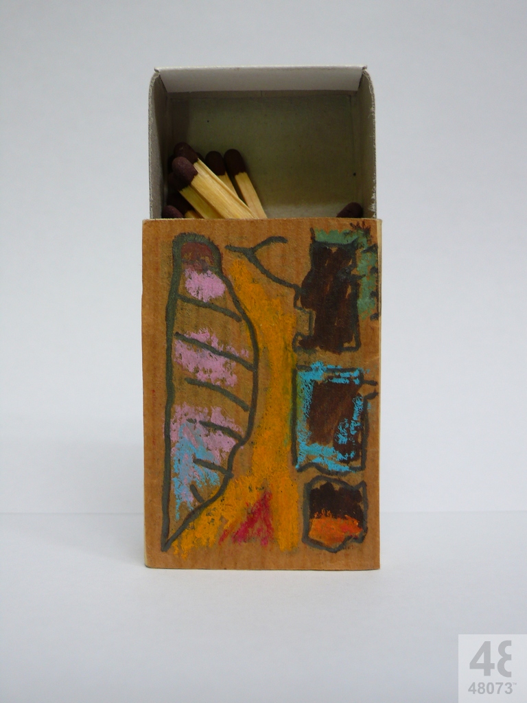 Small abstract painting on matchbox.