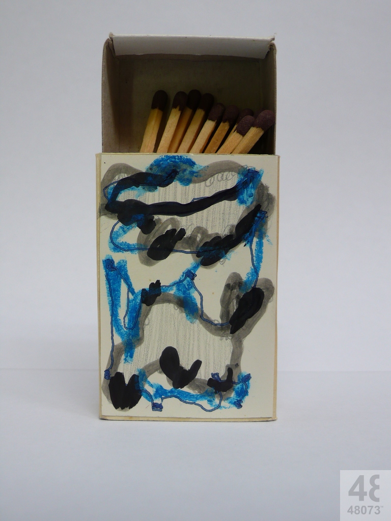 Small abstract painting on matchbox.