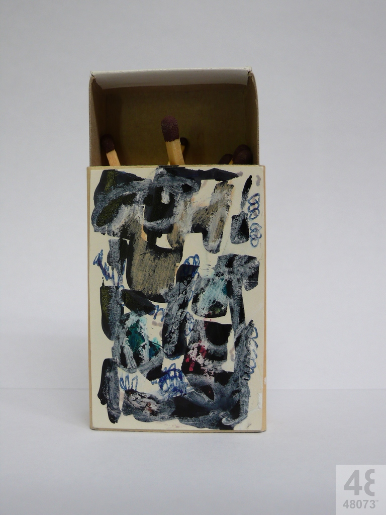 Small abstract painting on matchbox.