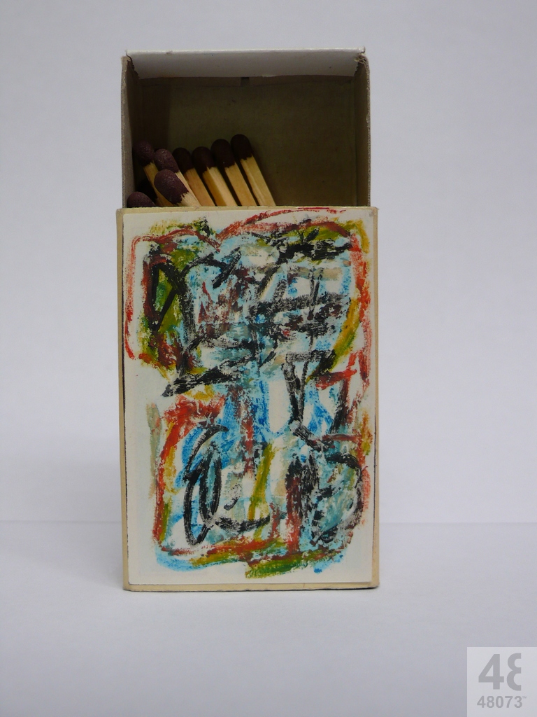 Small abstract painting on matchbox.