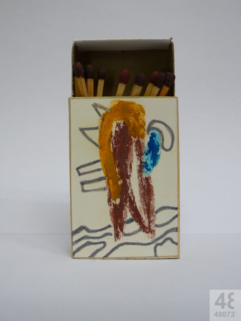 Small abstract painting on matchbox.