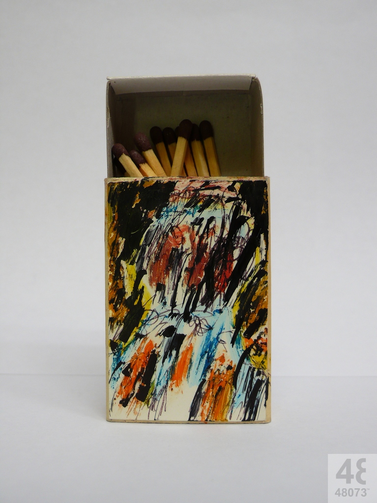 Small abstract painting on matchbox.