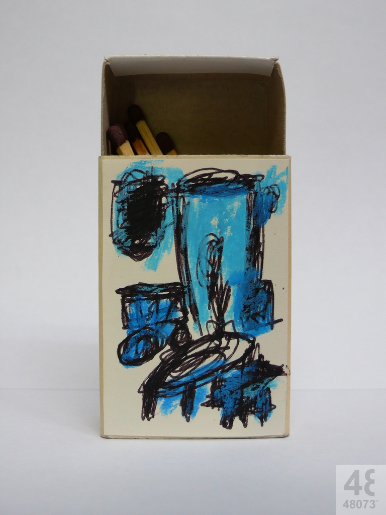 Small abstract painting on matchbox.