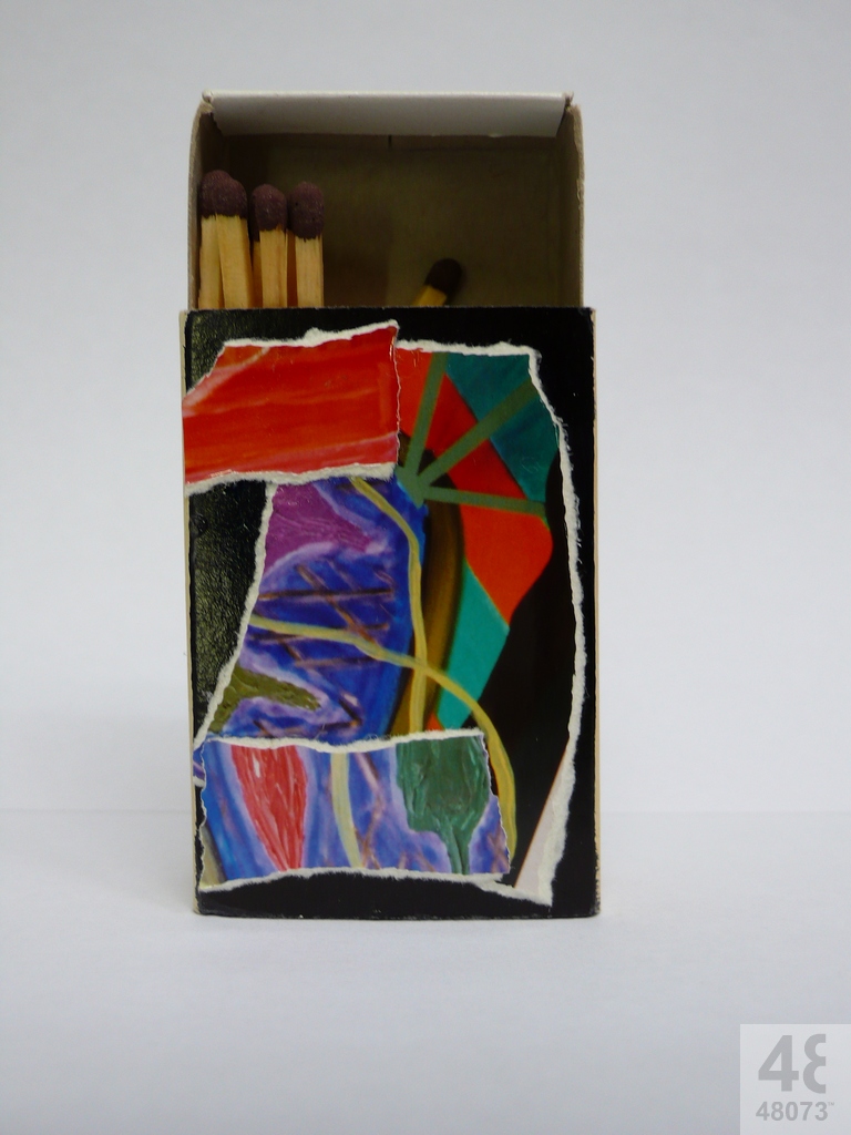 Small abstract painting on matchbox.