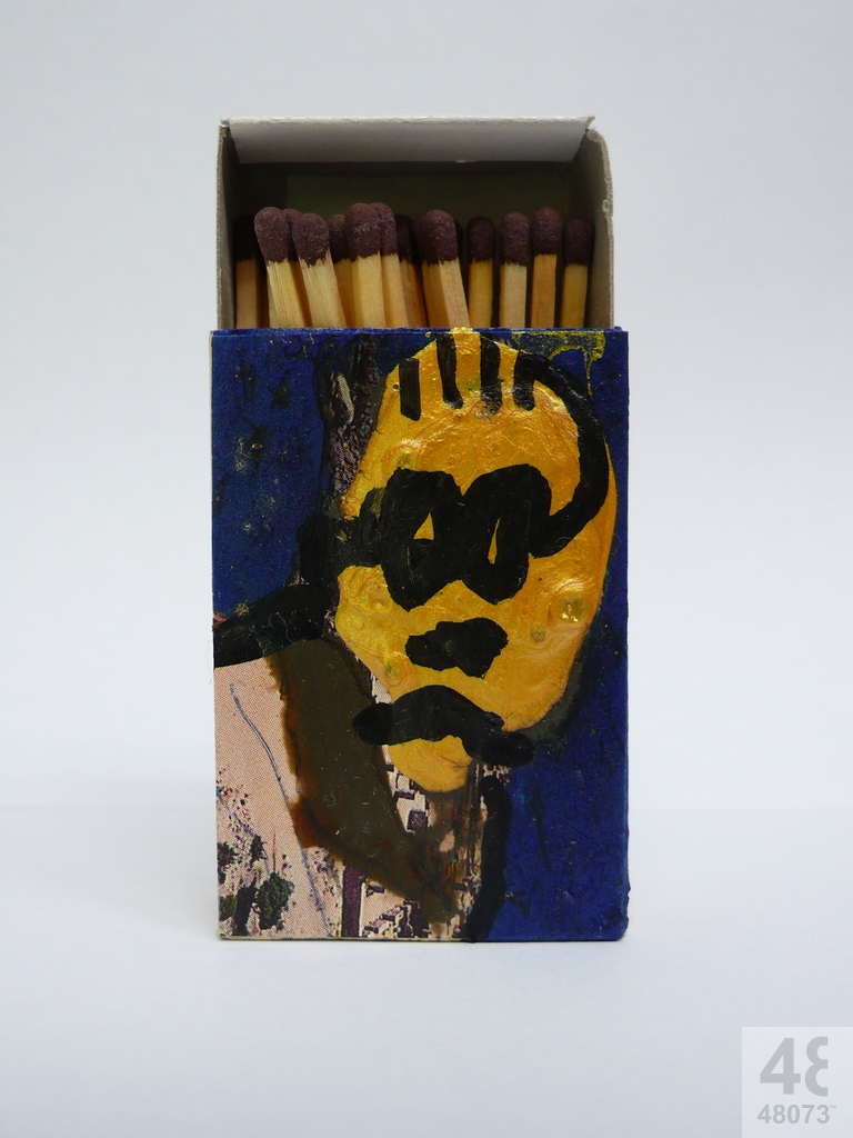 Small abstract painting on matchbox.