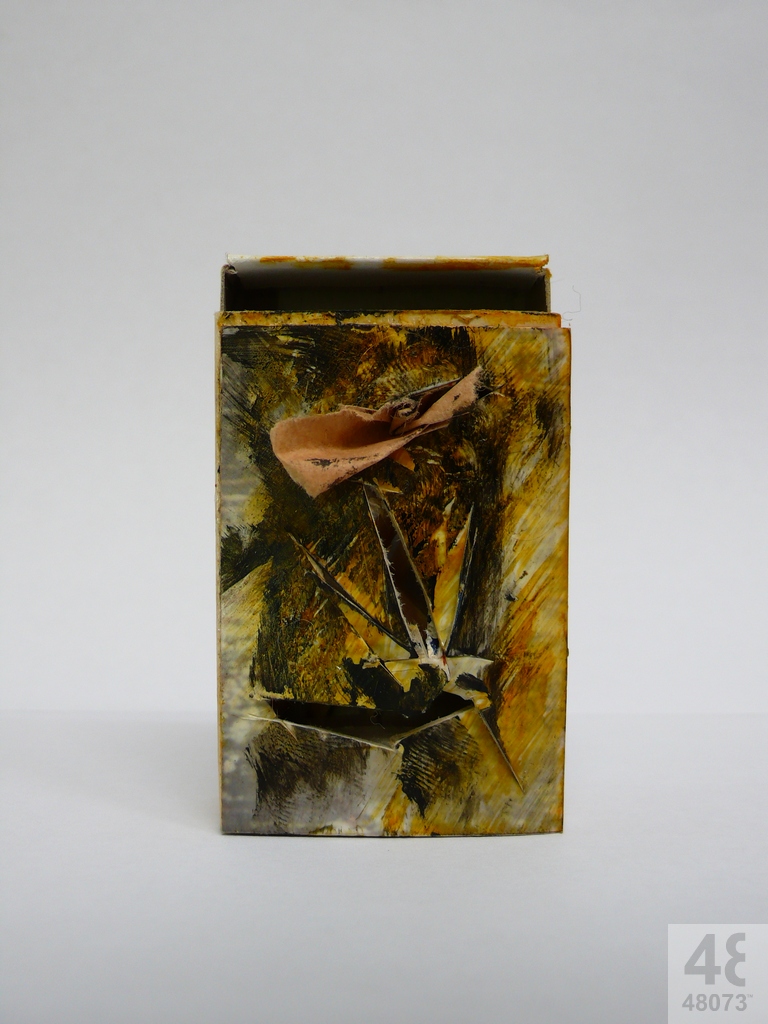 Small abstract painting on matchbox.