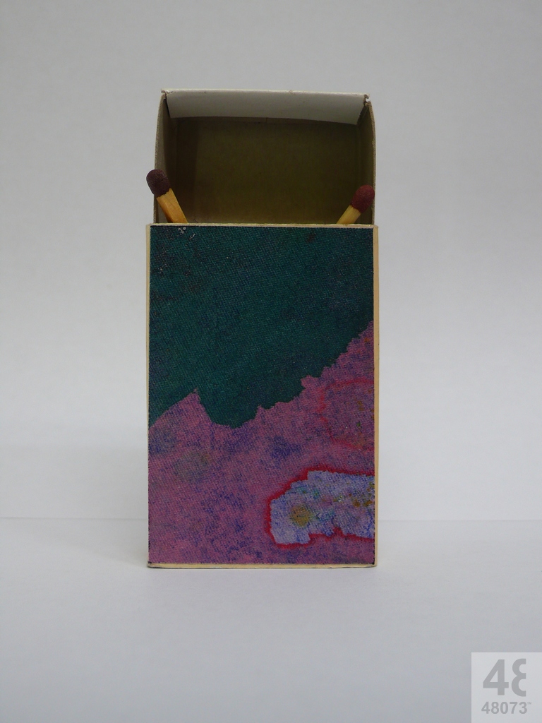 Small abstract painting on matchbox.