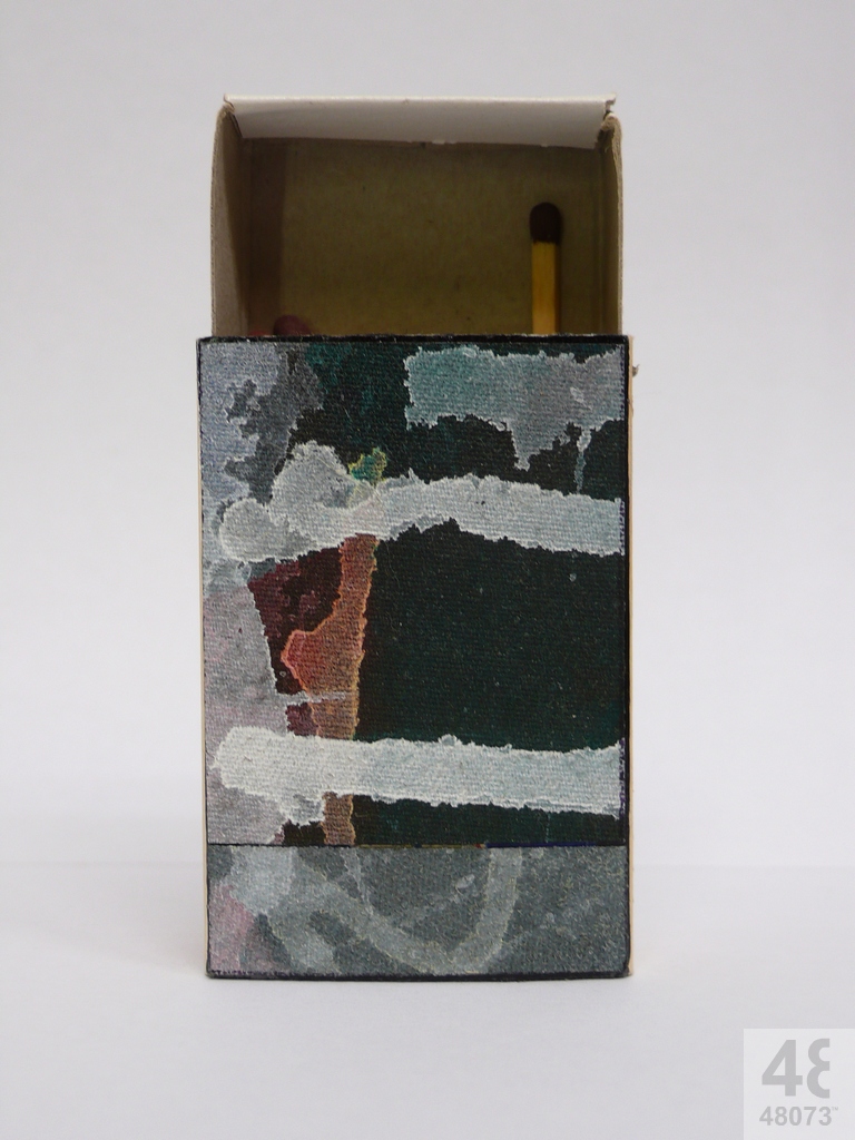 Small abstract painting on matchbox.