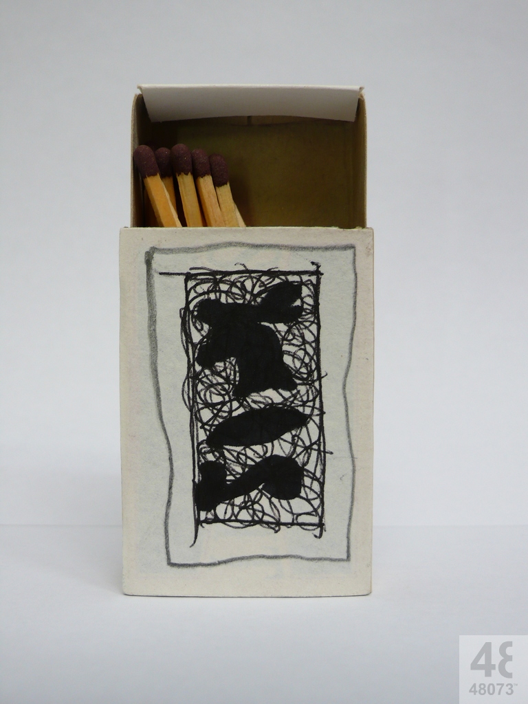 Small abstract painting on matchbox.