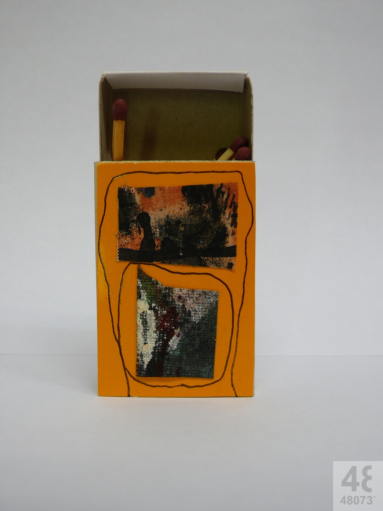 Small abstract painting on matchbox.