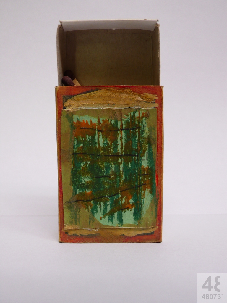 Small abstract painting on matchbox.