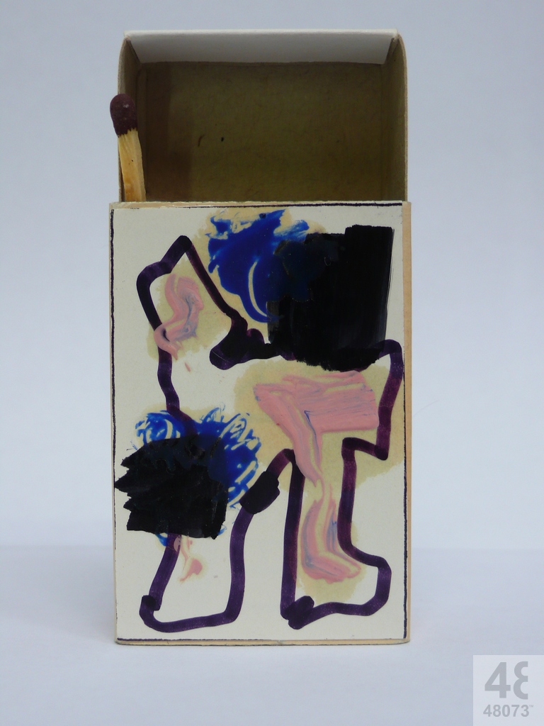 Small abstract painting on matchbox.