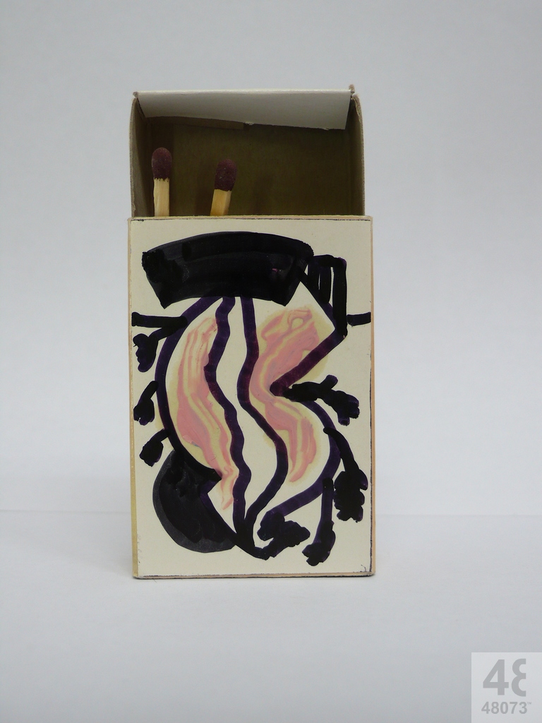 Small abstract painting on matchbox.