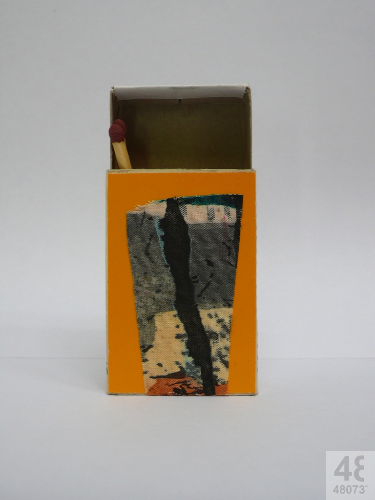 Small abstract painting on matchbox.