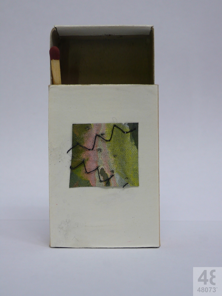 Small abstract painting on matchbox.