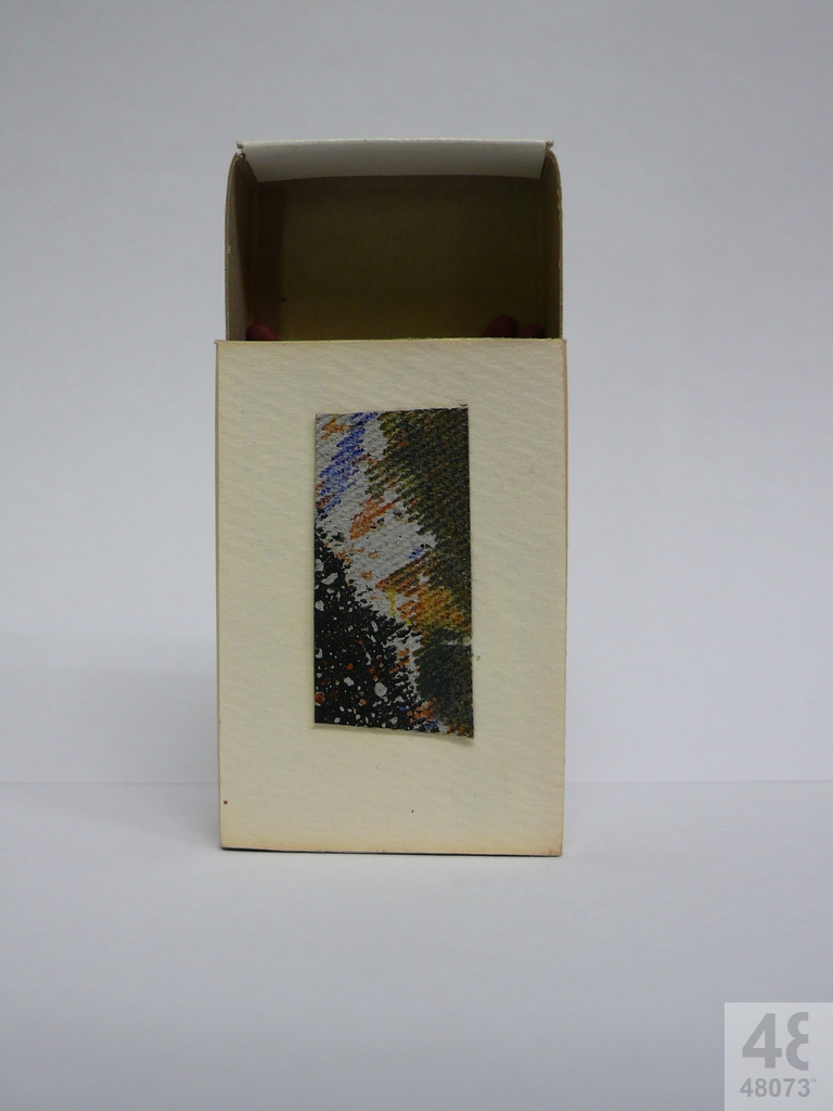 Small abstract painting on matchbox.