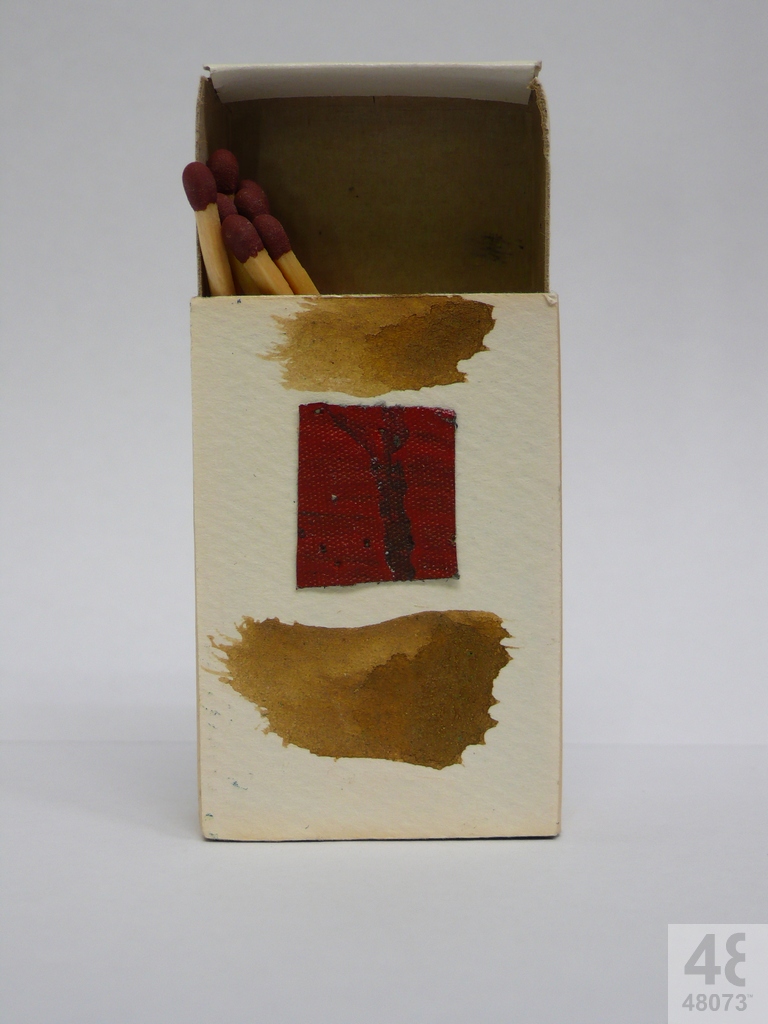 Small abstract painting on matchbox.