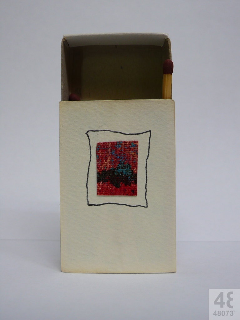 Small abstract painting on matchbox.