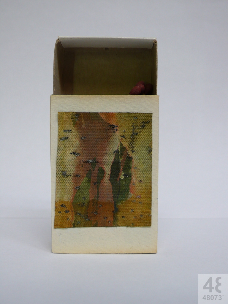 Small abstract painting on matchbox.