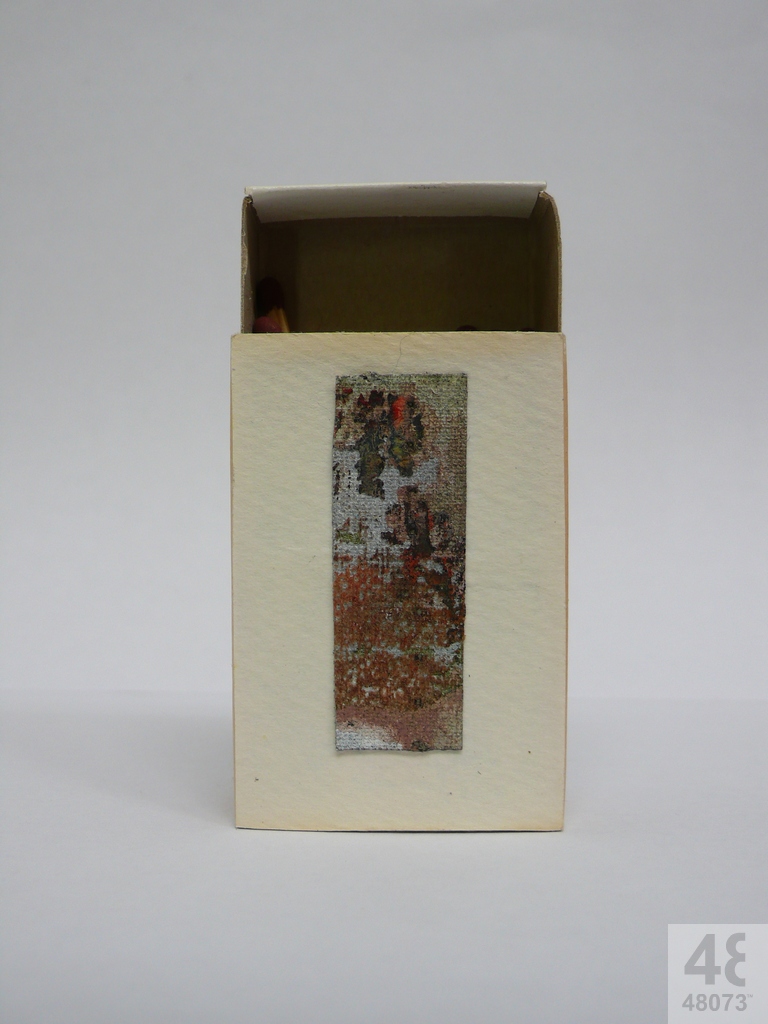 Small abstract painting on matchbox.