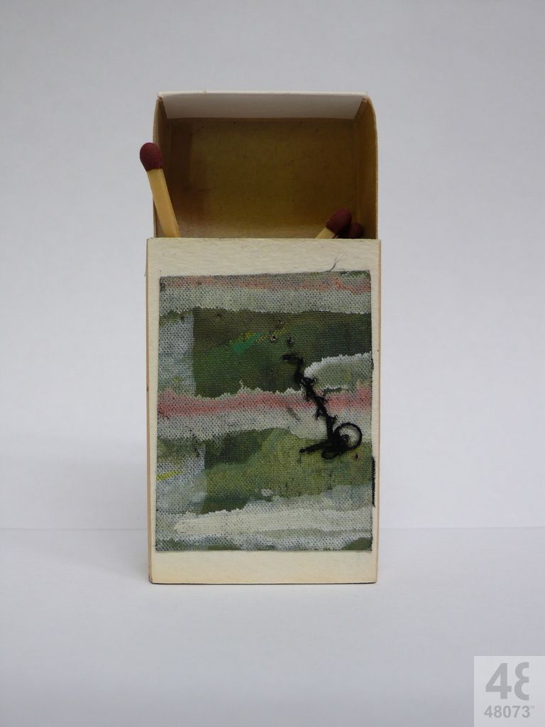 Small abstract painting on matchbox.